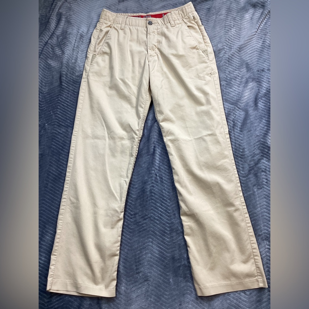 Mens Under Armour Khaki Chino Pants Comfort Waist 30x32.